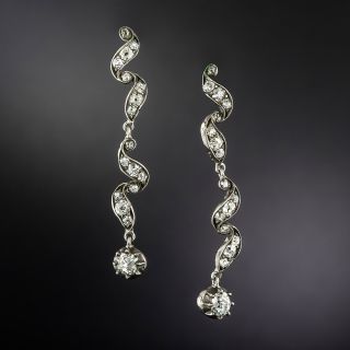 Victorian Diamond Twirl Dangle Earrings - 2