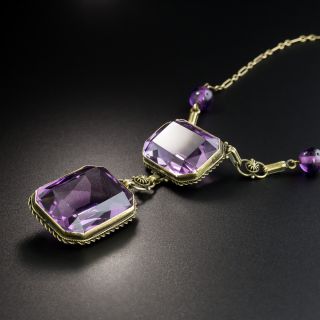 Victorian Double Amethyst Drop Necklace