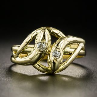 Victorian Double Diamond Snake Ring - 2
