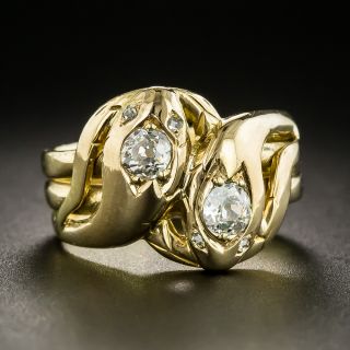 Victorian Double Diamond Snake Ring  - 2