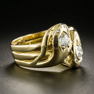 Victorian Double Diamond Snake Ring 