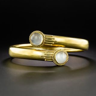 Victorian Double Moonstone Bypass Bangle Bracelet - 2
