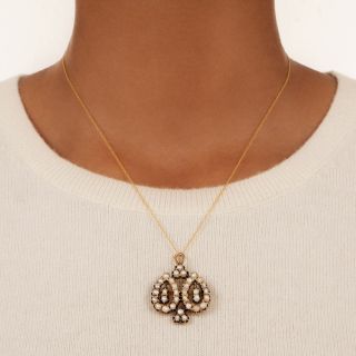 Victorian Double Pear-Shaped Pearl Cluster Pendant/Brooch