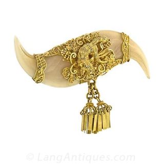 Victorian Double Tiger-Claw Filigree Brooch