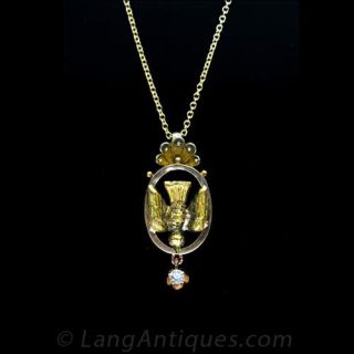 Victorian Dove Pendant with Diamond Drop Main View