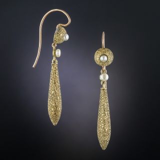 Victorian Drop Earrings with Pearls
