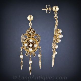 Victorian Drop Seed Pearl Earrings