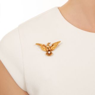 Victorian Eagle with Diamond Brooch