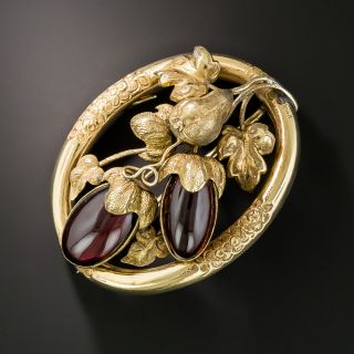 Victorian Eggplant Garnet Brooch - 2