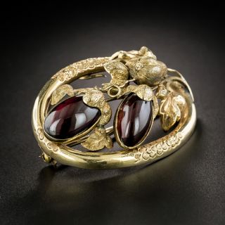 Victorian Eggplant Garnet Brooch