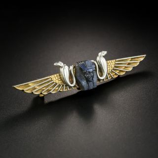 Victorian Egyptian Revival Labradorite Brooch - 2