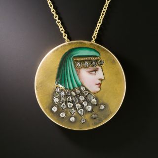 Victorian Egyptian Revival Portrait Pendant - 2