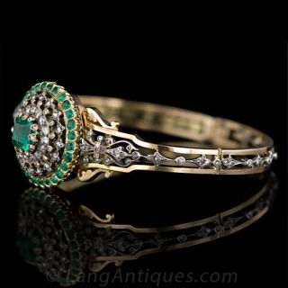 Victorian Emerald and Diamond Bracelet/Brooch
