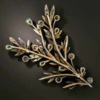Victorian Emerald and Diamond Branch Brooch