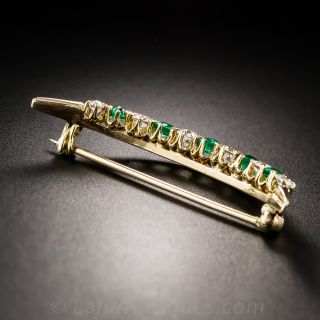 Victorian Emerald and Diamond Crescent Pin