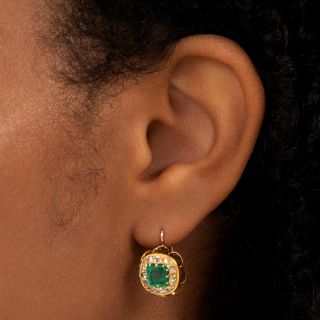 Victorian Emerald And Diamond Dangle Earrings
