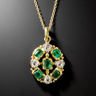 Victorian Emerald And Diamond Pendant Necklace - 6