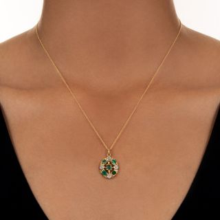 Victorian Emerald And Diamond Pendant Necklace