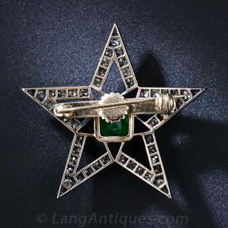 Victorian Emerald and Diamond Star Brooch / Pendant