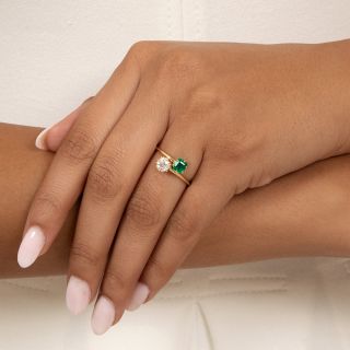 Victorian Emerald and Diamond Toi et Moi Ring