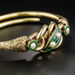 Victorian Emerald and Pearl Bangle Bracelet