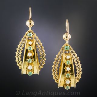 Victorian Emerald and Pearl Earrings