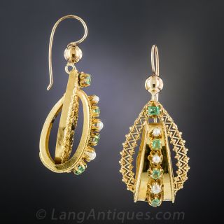 Victorian Emerald and Pearl Earrings