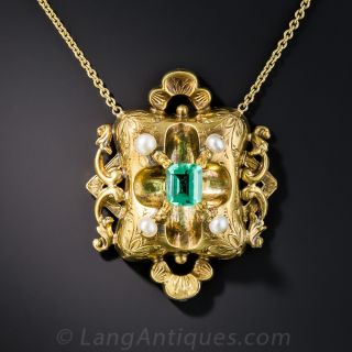 Victorian Emerald and Pearl Necklace