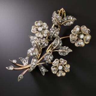 Victorian En Tremblant Floral Diamond Brooch  - 3