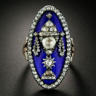 Victorian Enamel and Diamond Amphora Ring - Size 7 1/4 - 2