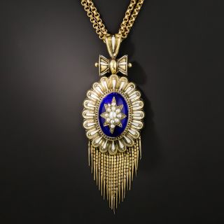 Victorian Enamel and Pearl Locket Pendant - 2