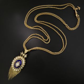 Victorian Enamel and Pearl Locket Pendant