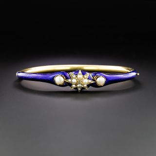 Victorian Enamel and Pearl Starburst Bangle - 2