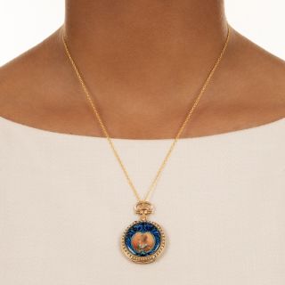 Victorian Enamel and Seed Pearl Pendant Watch