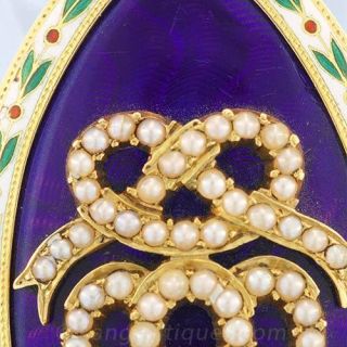 Victorian Enamel and Seed Pearl Pendant