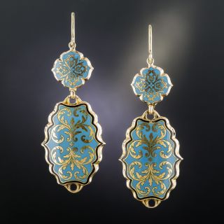 Victorian Enamel Double Sided Drop Earrings - 3