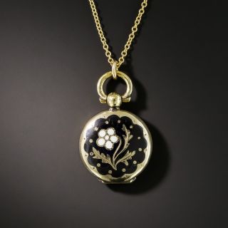 Victorian Enamel Flower Mourning Locket - 2