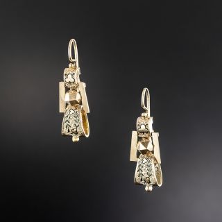 Victorian Enamel Tracery Dangle Earrings  - 2