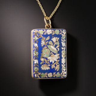 Antique Enamel Vinaigrette Pendant Necklace - 1
