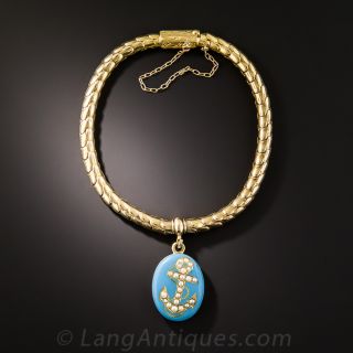 Victorian Enameled Anchor Bracelet