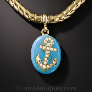 Victorian Enameled Anchor Bracelet