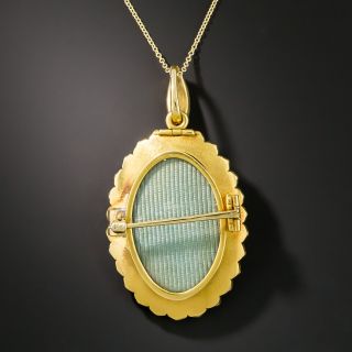 Victorian Enameled Crane Pendant/Brooch