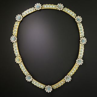 Victorian Enameled Daisy Necklace - 4