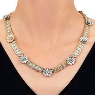 Victorian Enameled Daisy Necklace