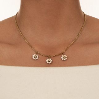 Victorian Enameled Flowers and Diamond Necklace