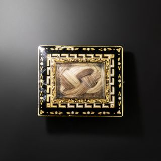 Victorian Enameled Frame Mourning Brooch - 4