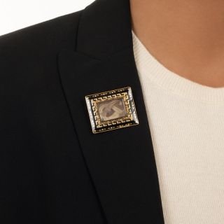 Victorian Enameled Frame Mourning Brooch