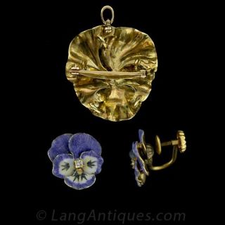 Victorian Enameled Pansy Suite