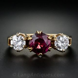 Victorian Engagement Ring with Ruby and Diamond