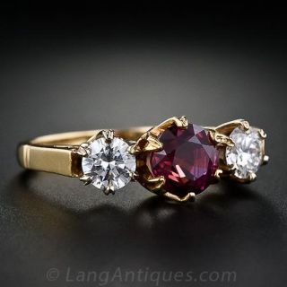 Victorian Engagement Ring with Ruby and Diamond